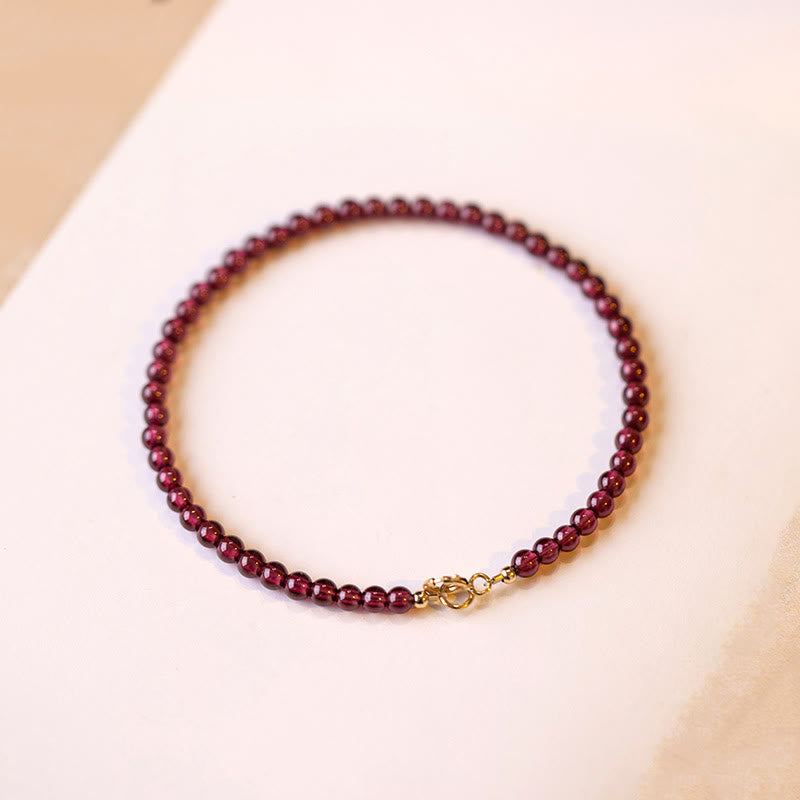 天然石 ガーネット 極薄ビーズ 保護 パワーストーン ブレスレット 多角形 15cm | Buddha Stones