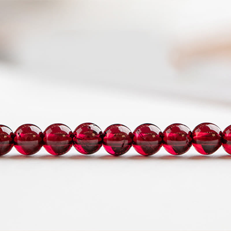 天然石 ガーネット 極薄ビーズ 保護 パワーストーン ブレスレット 多角形 15cm | Buddha Stones