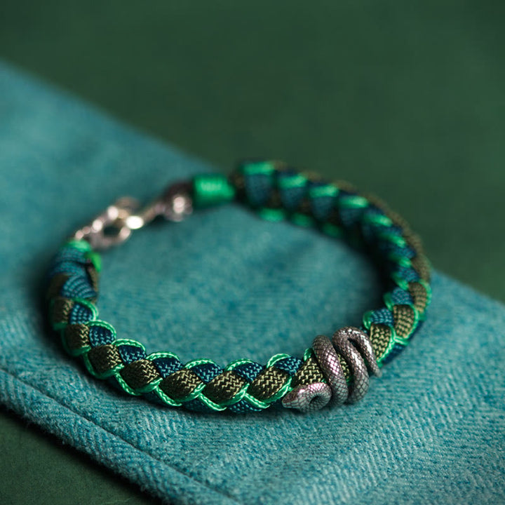 Buddha Stones蛇年 999 スターリングシルバー 紐 保護 編み込みブレスレット