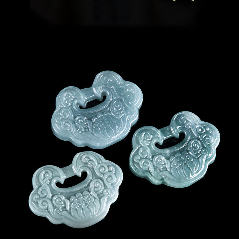 Buddha Stones蓮の彫刻 翡翠 如意 豊穣 繁栄 豊かさ ネックレス ペンダント
