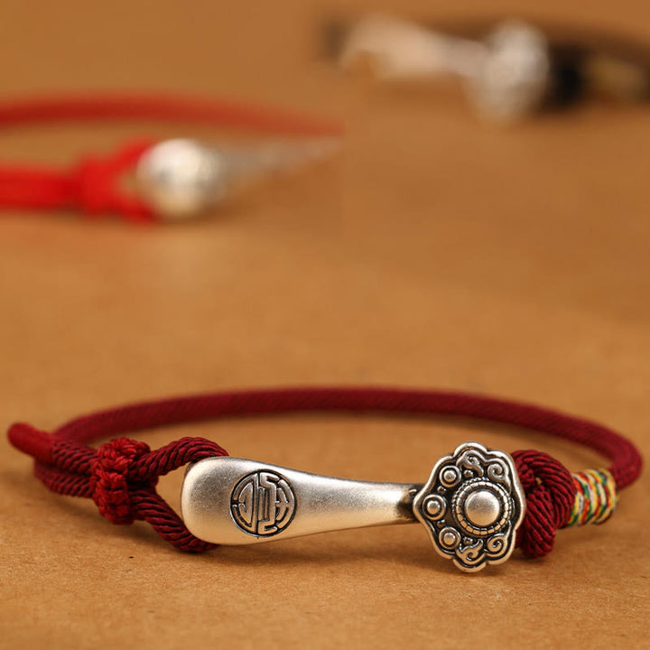 Buddha Stones999 スターリングシルバー 如意棒 紐 保護 編み込み ブレスレット