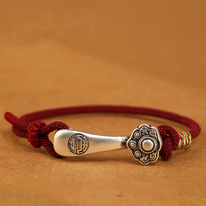 Buddha Stones999 スターリングシルバー 如意棒 紐 保護 編み込み ブレスレット