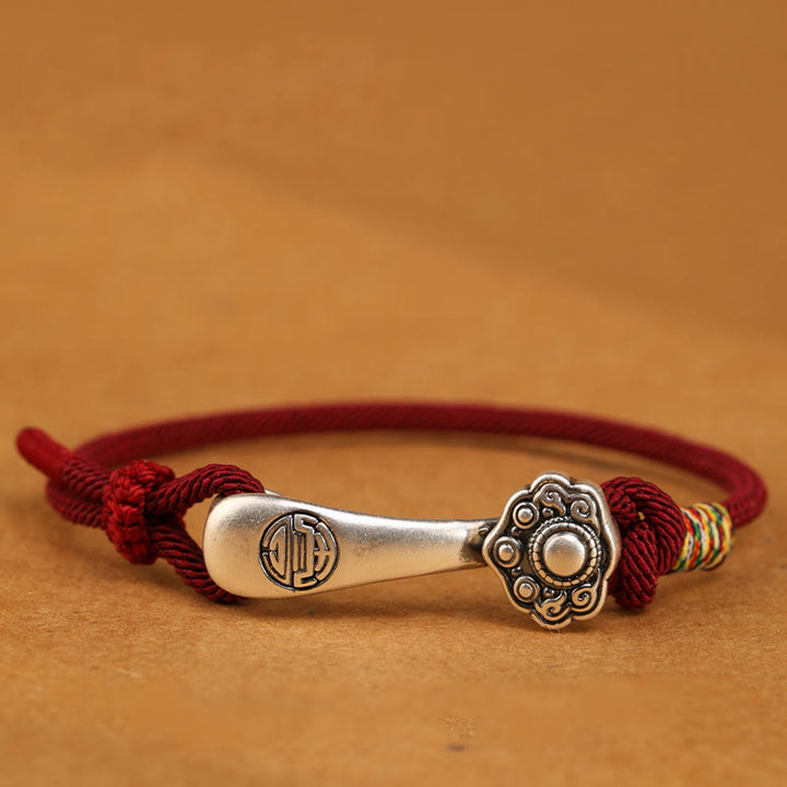 Buddha Stones999 スターリングシルバー 如意棒 紐 保護 編み込み ブレスレット