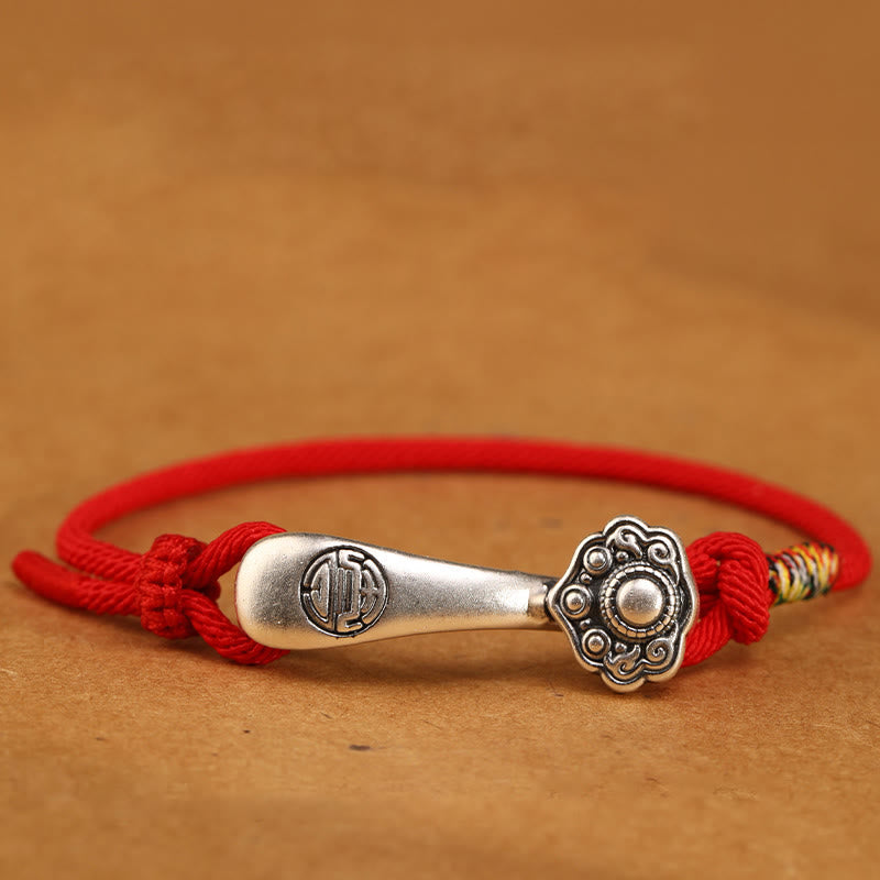Buddha Stones999 スターリングシルバー 如意棒 紐 保護 編み込み ブレスレット