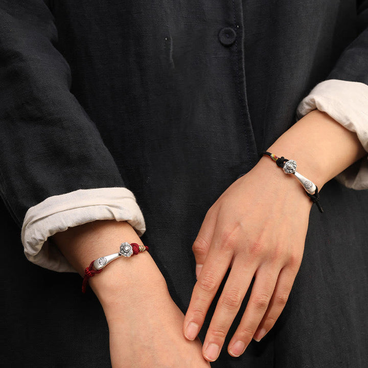 Buddha Stones999 スターリングシルバー 如意棒 紐 保護 編み込み ブレスレット