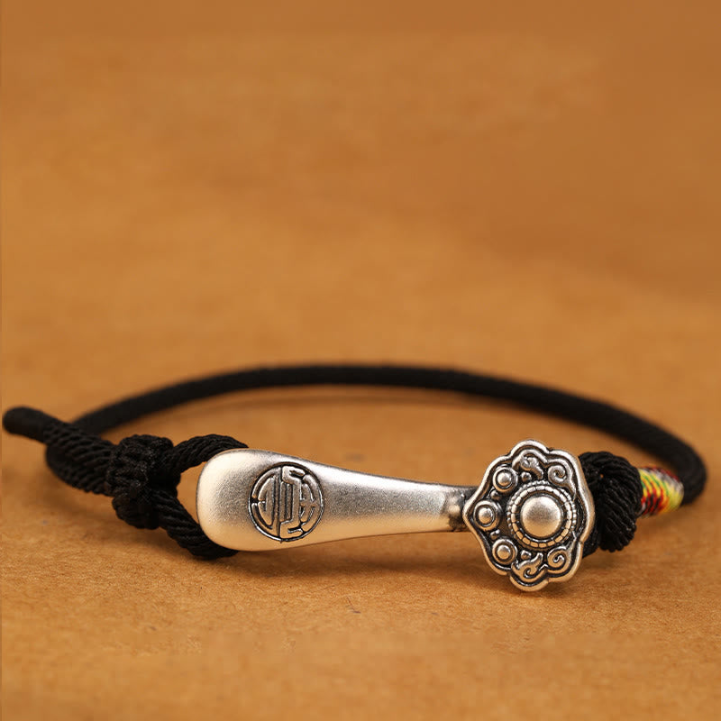 Buddha Stones999 スターリングシルバー 如意棒 紐 保護 編み込み ブレスレット