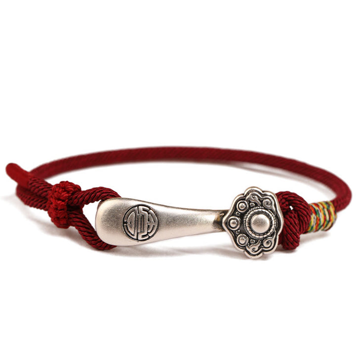 Buddha Stones999 スターリングシルバー 如意棒 紐 保護 編み込み ブレスレット