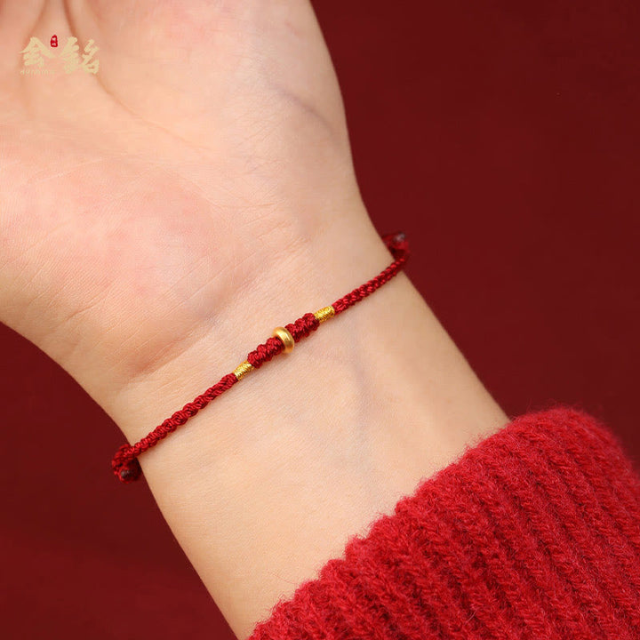 Buddha Stones999ゴールド 小さな幸運のビーズ 紐 守護 幸運 編み込み ブレスレット アンクレット - image 3