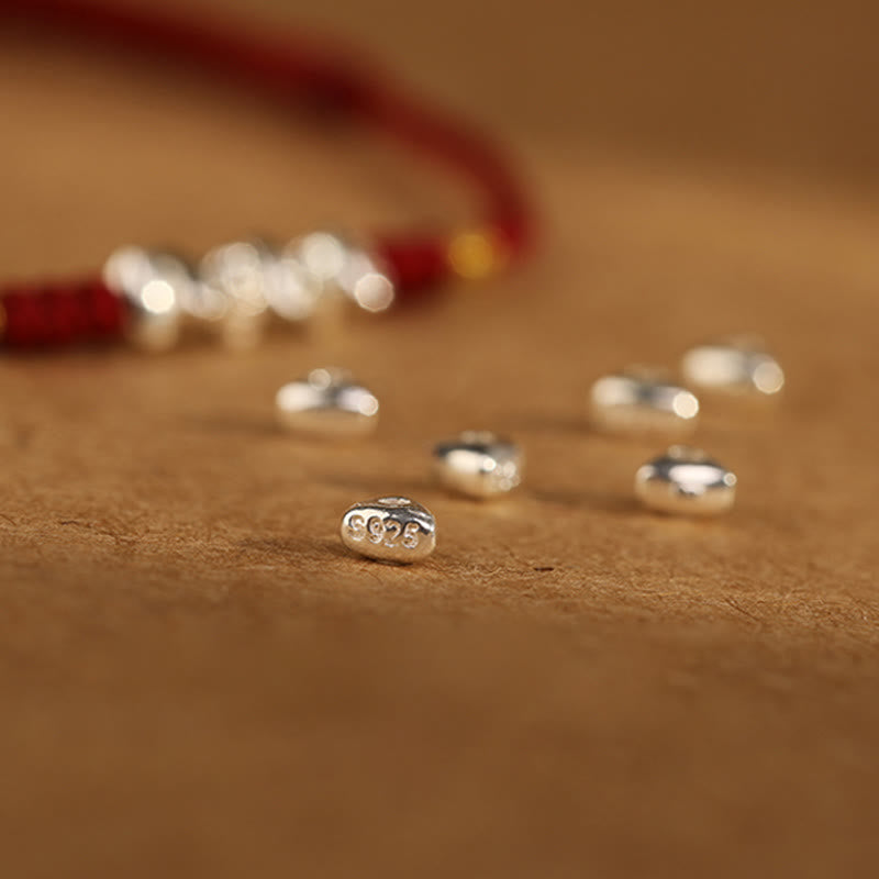 Buddha Stones925スターリングシルバー ストリング プロテクション 幸運 超薄型 編み込みブレスレット アンクレット