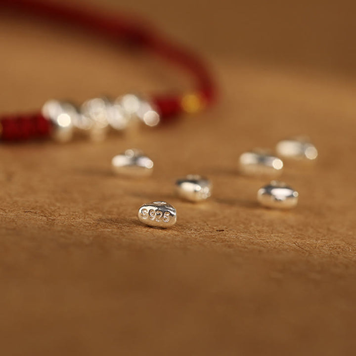 Buddha Stones925スターリングシルバー ストリング プロテクション 幸運 超薄型 編み込みブレスレット アンクレット