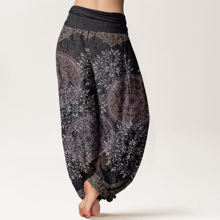 Buddha Stonesコットンマンダラ柄リーフレディース伸縮性ウエストハーレムパンツ - image 9
