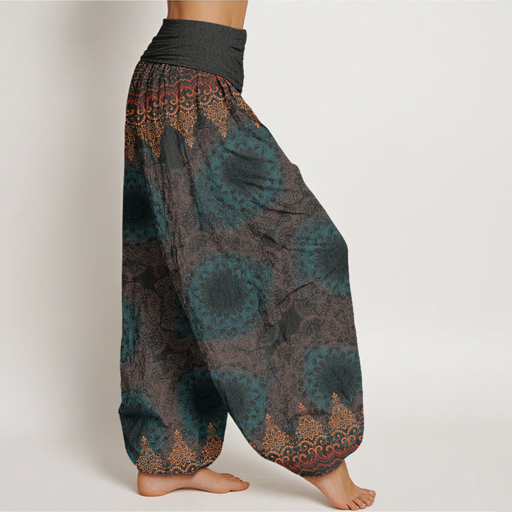 Buddha Stonesの三角形の曼荼羅模様のレディース伸縮性ウエストハーレムパンツ - image 6