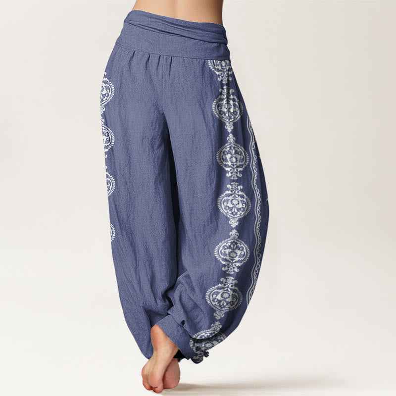 Buddha Stones Mandala オーム・マニ・パドメ・フムレディース ウエストゴム ハーレム パンツ - image 3