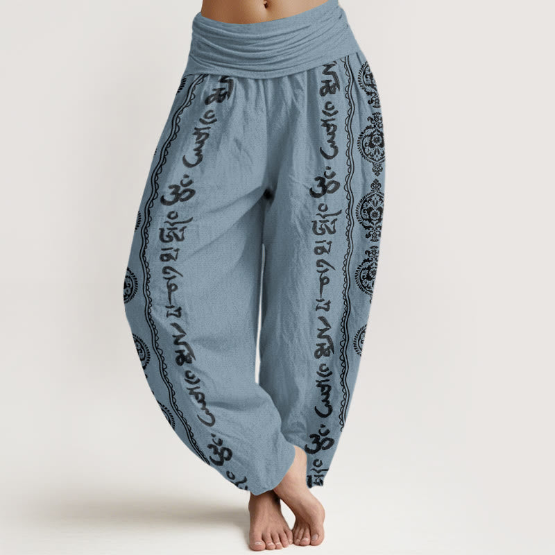 Buddha Stones Mandala オーム・マニ・パドメ・フムレディース ウエストゴム ハーレム パンツ - ライトスチールブルー - US22、 UK/AU26、 EU54 (6XL) - image 8