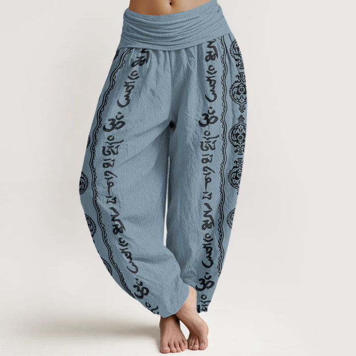 Buddha Stones Mandala オーム・マニ・パドメ・フムレディース ウエストゴム ハーレム パンツ - ライトスチールブルー - US22、 UK/AU26、 EU54 (6XL) - image 8