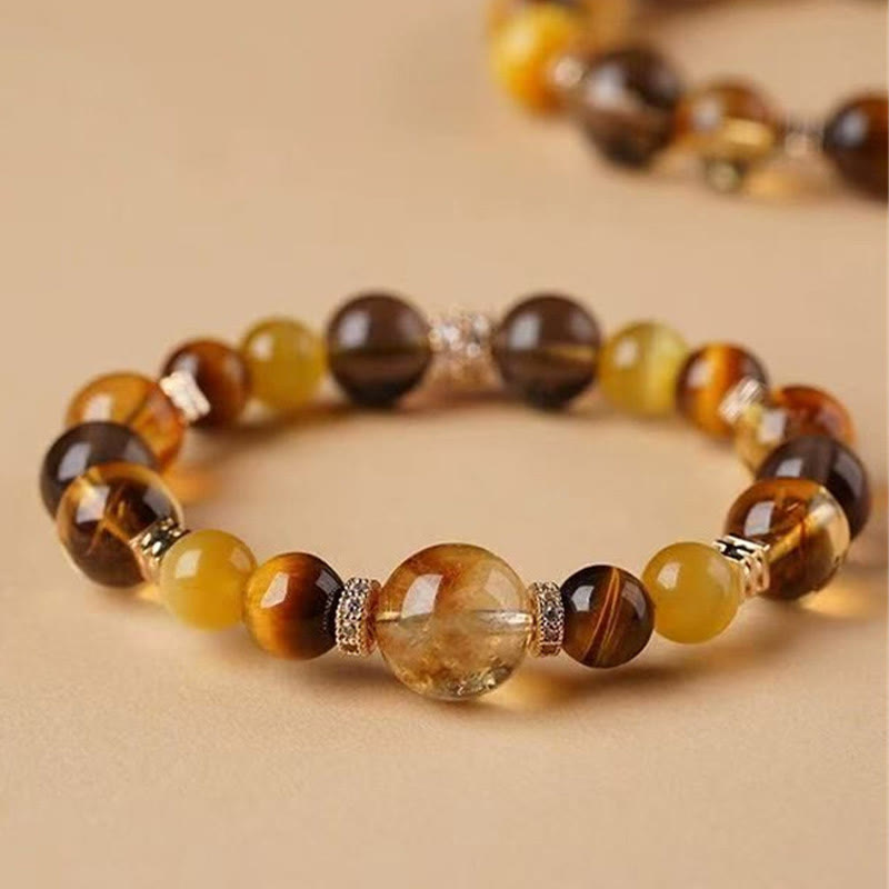Buddha Stonesシトリン トパーズ タイガーアイ 幸福のブレスレット