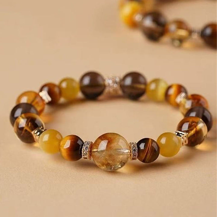 Buddha Stonesシトリン トパーズ タイガーアイ 幸福のブレスレット