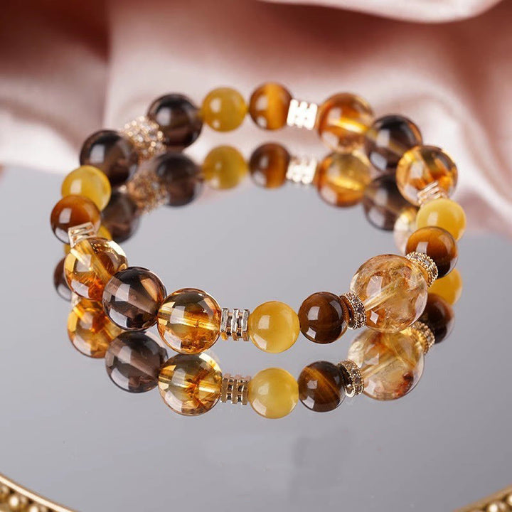 Buddha Stonesシトリン トパーズ タイガーアイ 幸福のブレスレット