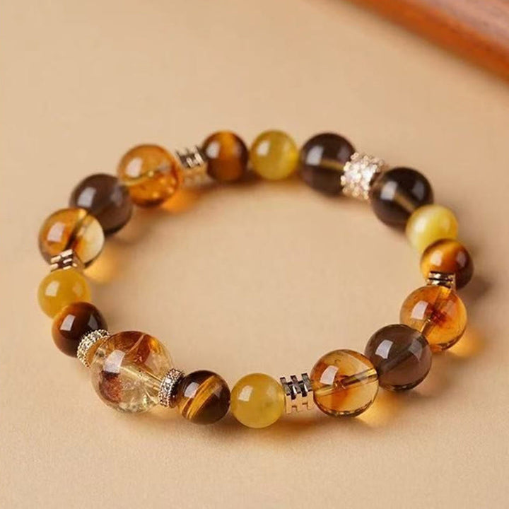 Buddha Stonesシトリン トパーズ タイガーアイ 幸福のブレスレット
