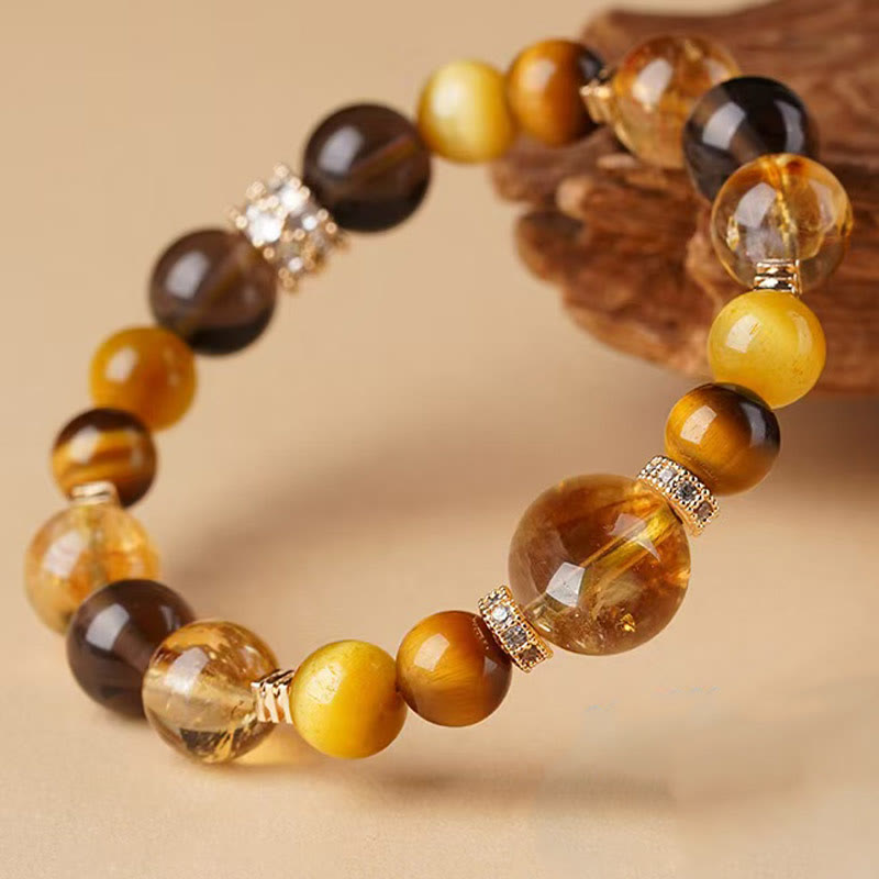 Buddha Stonesシトリン トパーズ タイガーアイ 幸福のブレスレット