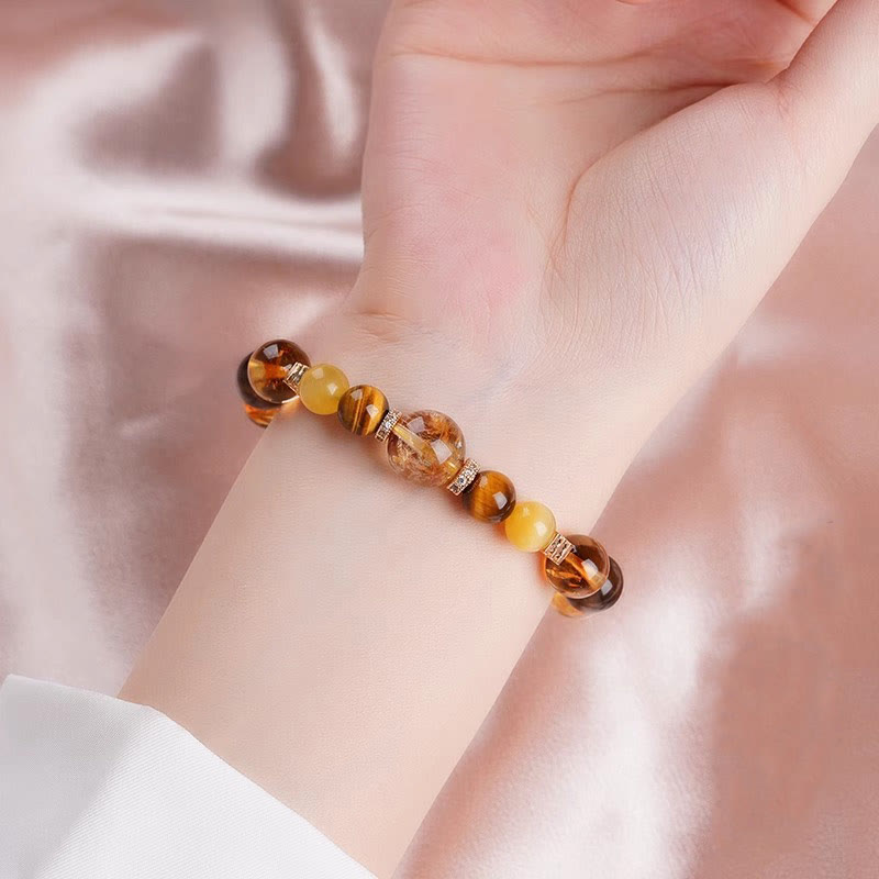 Buddha Stonesシトリン トパーズ タイガーアイ 幸福のブレスレット