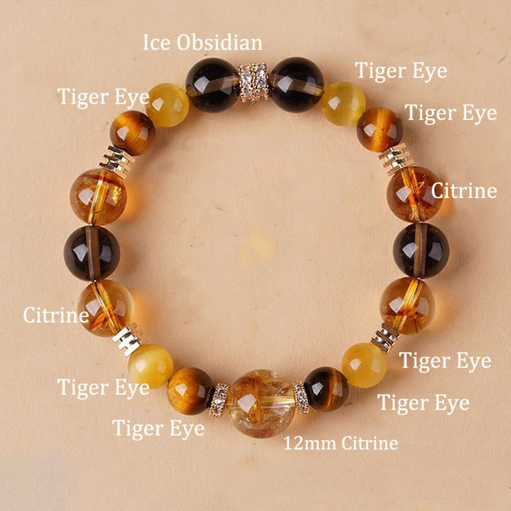 Buddha Stonesシトリン トパーズ タイガーアイ 幸福のブレスレット