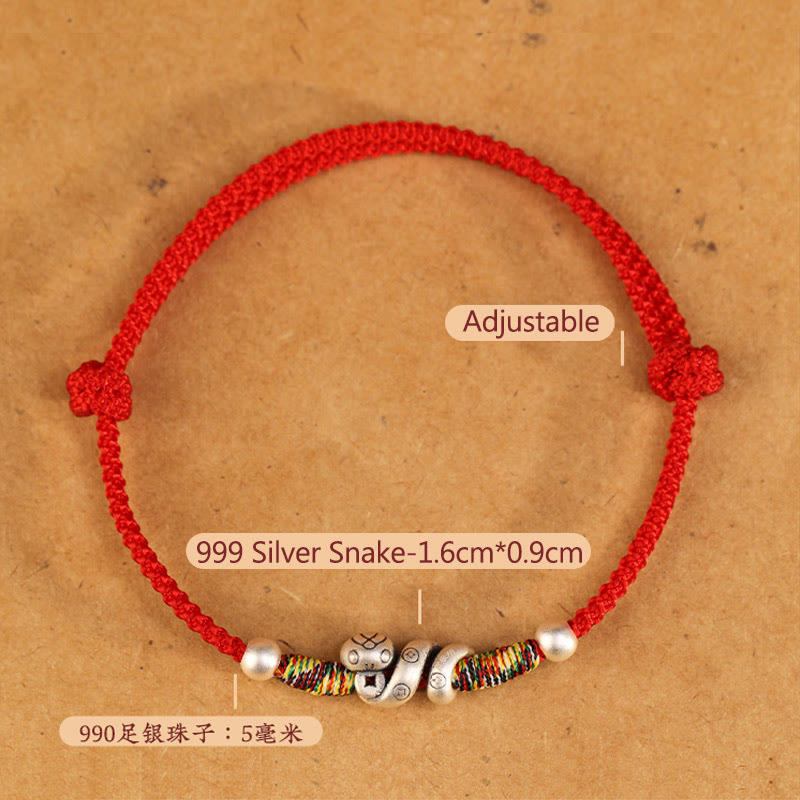Buddha Stonesの赤い糸 999スターリングシルバー 蛇年アンクレット