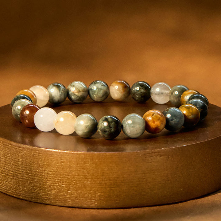 Buddha Stones天然イーグルアイストーン 自信とポジティブさを育むブレスレット