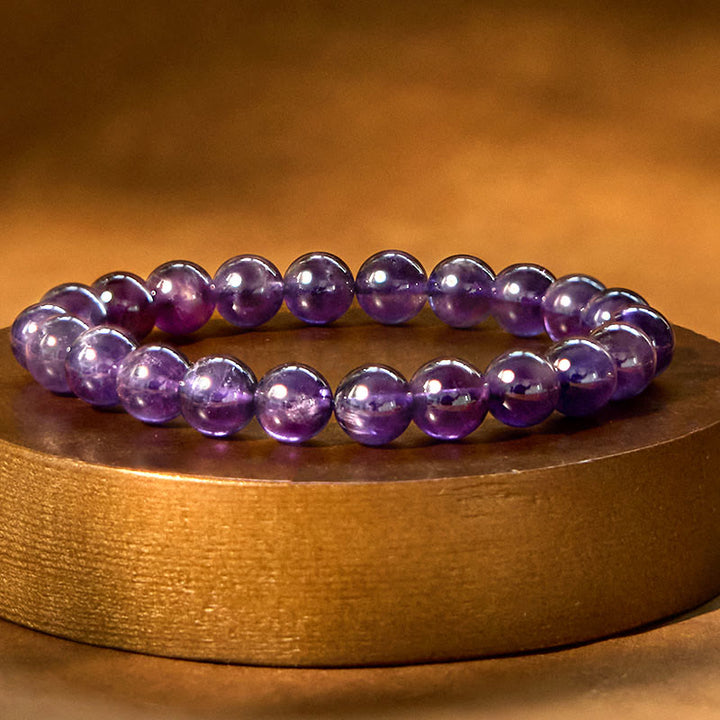 Buddha Stones天然アメジスト 内なる平和 瞑想ブレスレット