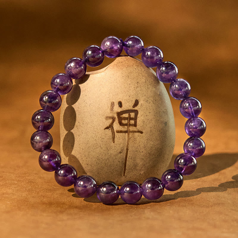 Buddha Stones天然アメジスト 内なる平和 瞑想ブレスレット