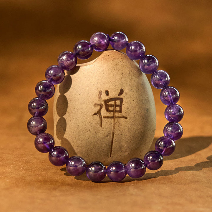 Buddha Stones天然アメジスト 内なる平和 瞑想ブレスレット