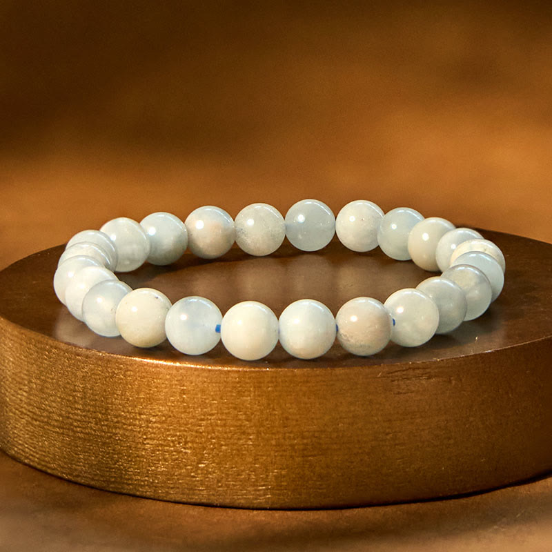 Buddha Stones天然アクアマリン ヒーリングビーズブレスレット