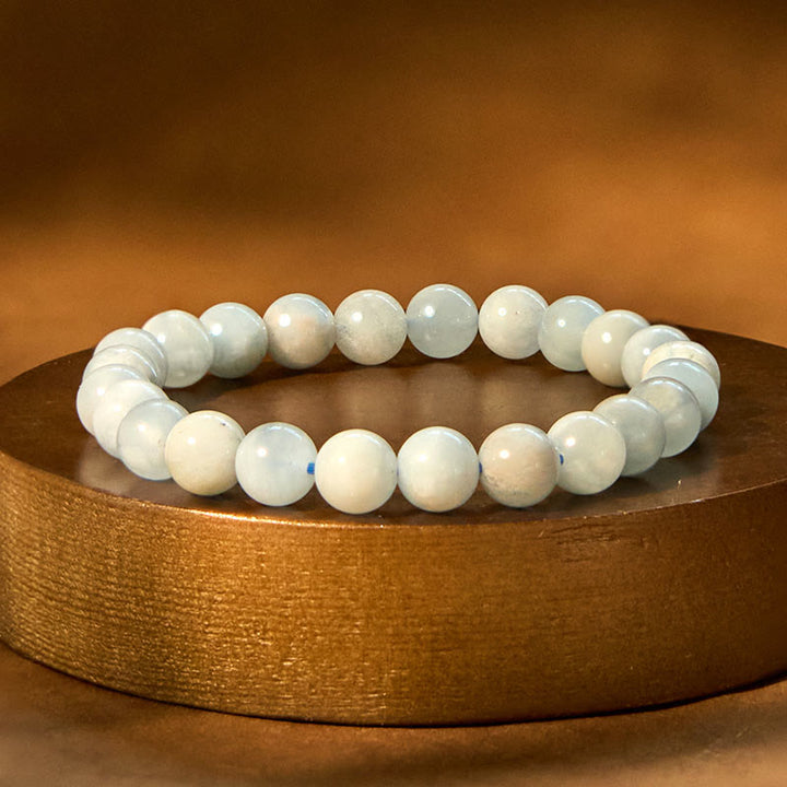 Buddha Stones天然アクアマリン ヒーリングビーズブレスレット