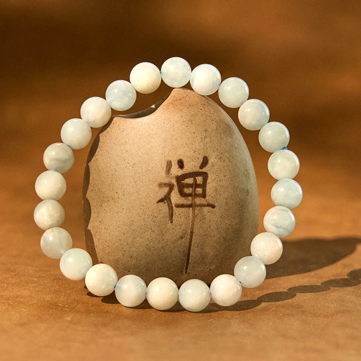 Buddha Stones天然アクアマリン ヒーリングビーズブレスレット