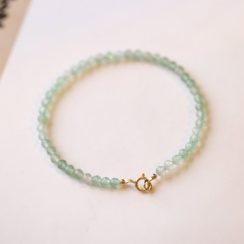 Buddha Stones3mm スモールグリーンアベンチュリン 極薄ビーズ 幸運ブレスレット