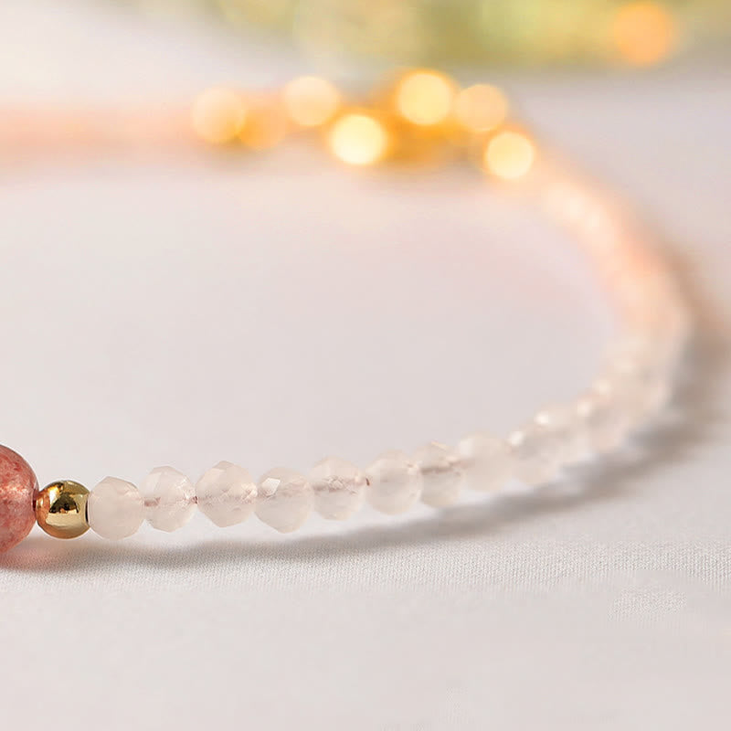 Buddha Stones2mm ローズクォーツ ガーネット ストロベリークォーツ 極薄ビーズ ヒーリングエネルギーブレスレット