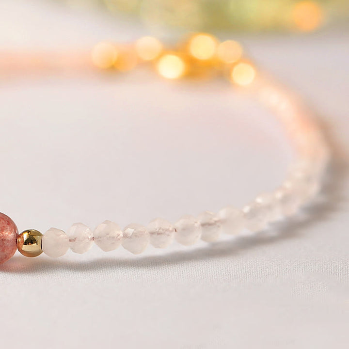 Buddha Stones2mm ローズクォーツ ガーネット ストロベリークォーツ 極薄ビーズ ヒーリングエネルギーブレスレット