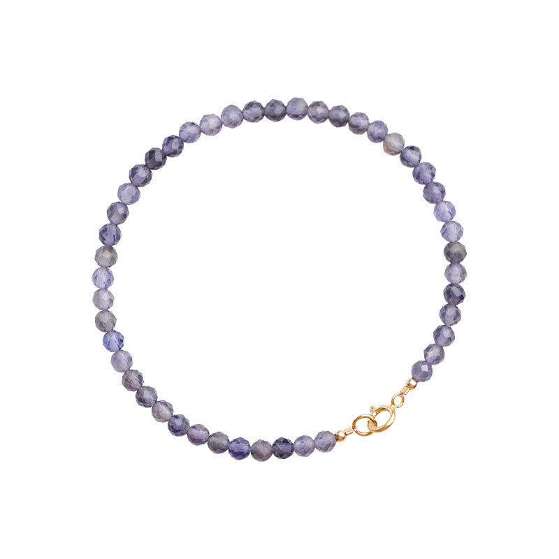 Buddha Stones 3mm アメジスト アイオライト 極薄ビーズ 14K ゴールドメッキ 銅 コミュニケーションブレスレット