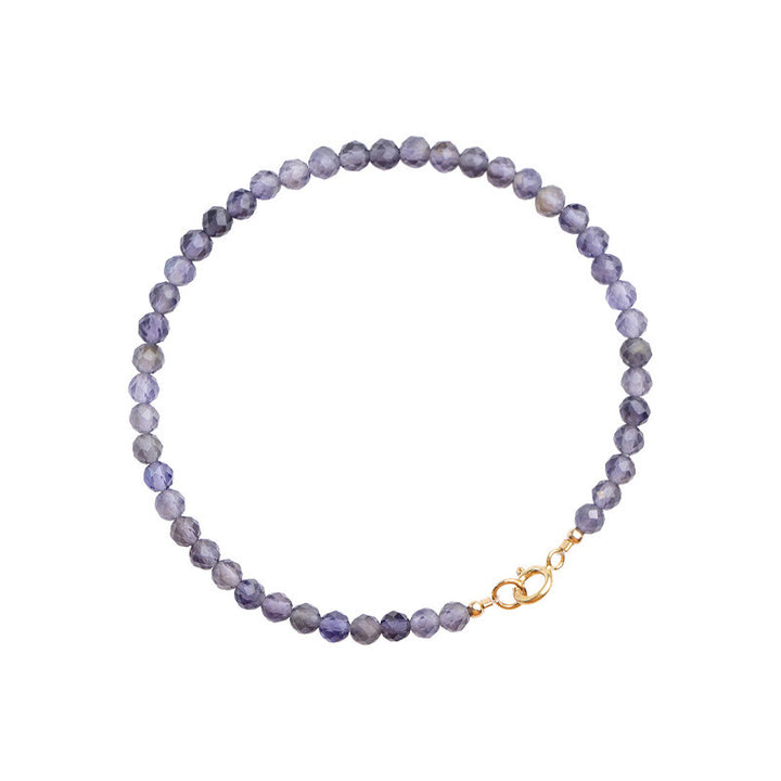 Buddha Stones 3mm アメジスト アイオライト 極薄ビーズ 14K ゴールドメッキ 銅 コミュニケーションブレスレット