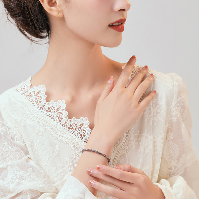 Buddha Stones 3mm アメジスト アイオライト極細ビーズビーズ 14K ゴールドメッキ 銅 コミュニケーションブレスレット - image 4