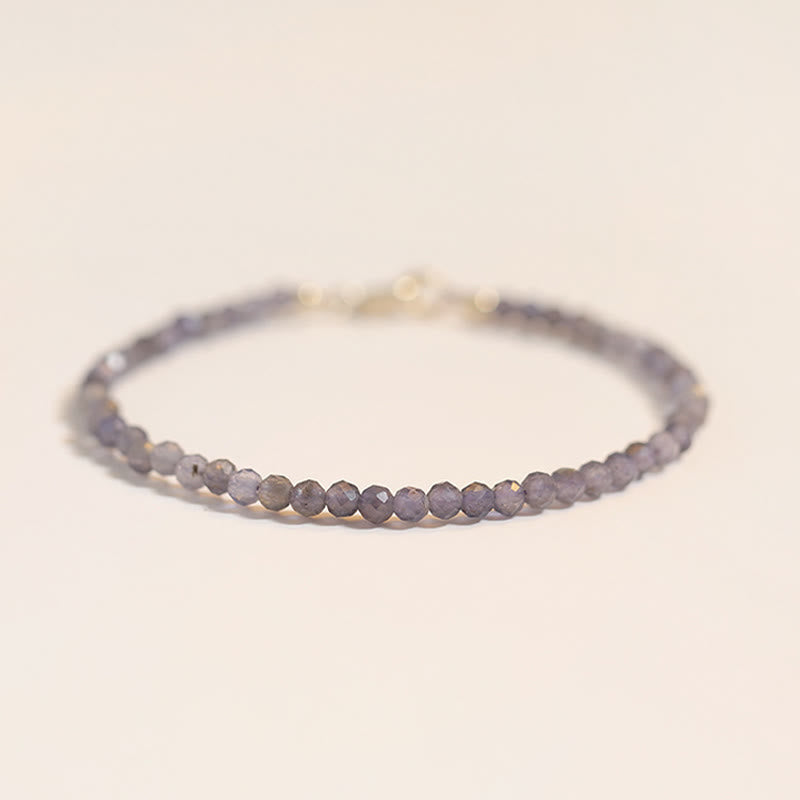 Buddha Stones 3mm アメジスト アイオライト 極薄ビーズ 14K ゴールドメッキ 銅 コミュニケーションブレスレット
