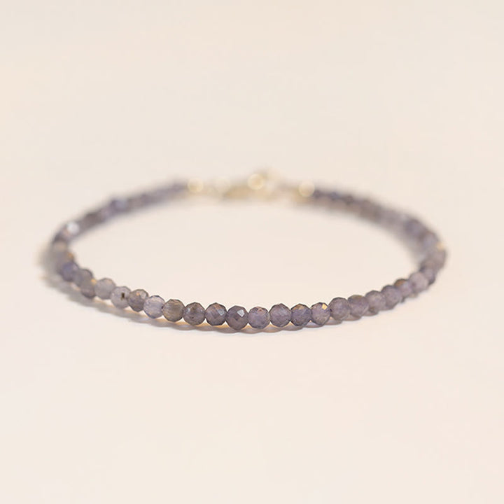 Buddha Stones 3mm アメジスト アイオライト 極薄ビーズ 14K ゴールドメッキ 銅 コミュニケーションブレスレット