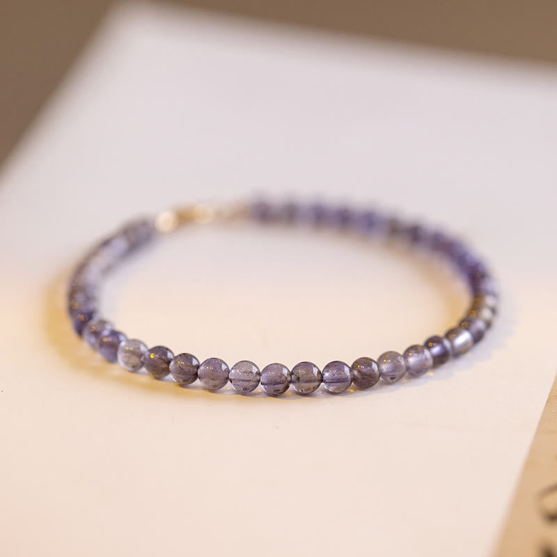 Buddha Stones 3mm アメジスト アイオライト 極薄ビーズ 14K ゴールドメッキ 銅 コミュニケーションブレスレット