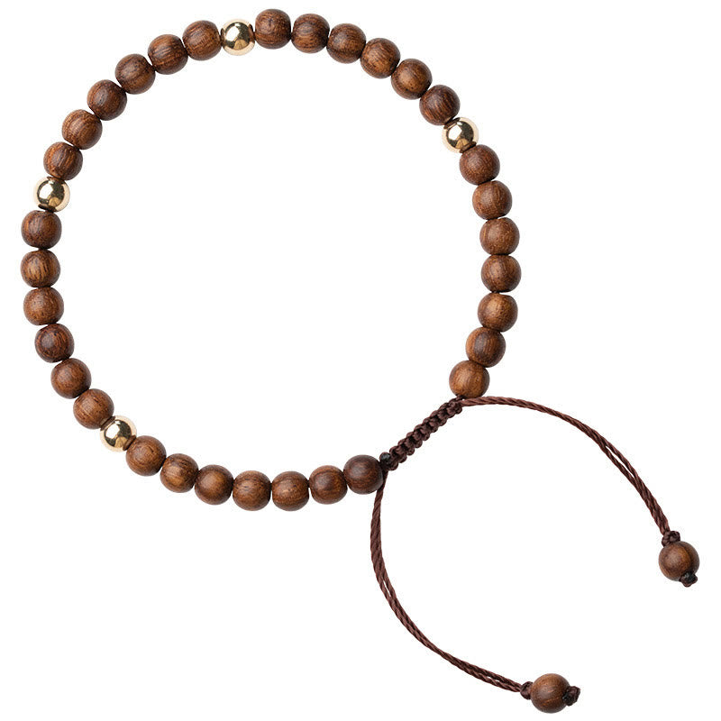 Buddha Stones4mm 極薄 白檀 14K 金メッキ 銅ビーズ 保護ブレスレット