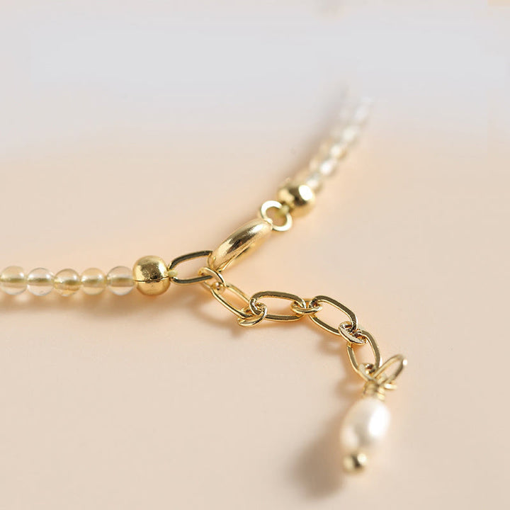 Buddha Stones2.5mm 極薄 シトリン トルマリン 14K ゴールドフィルド 銅ビーズ 繁栄のブレスレット