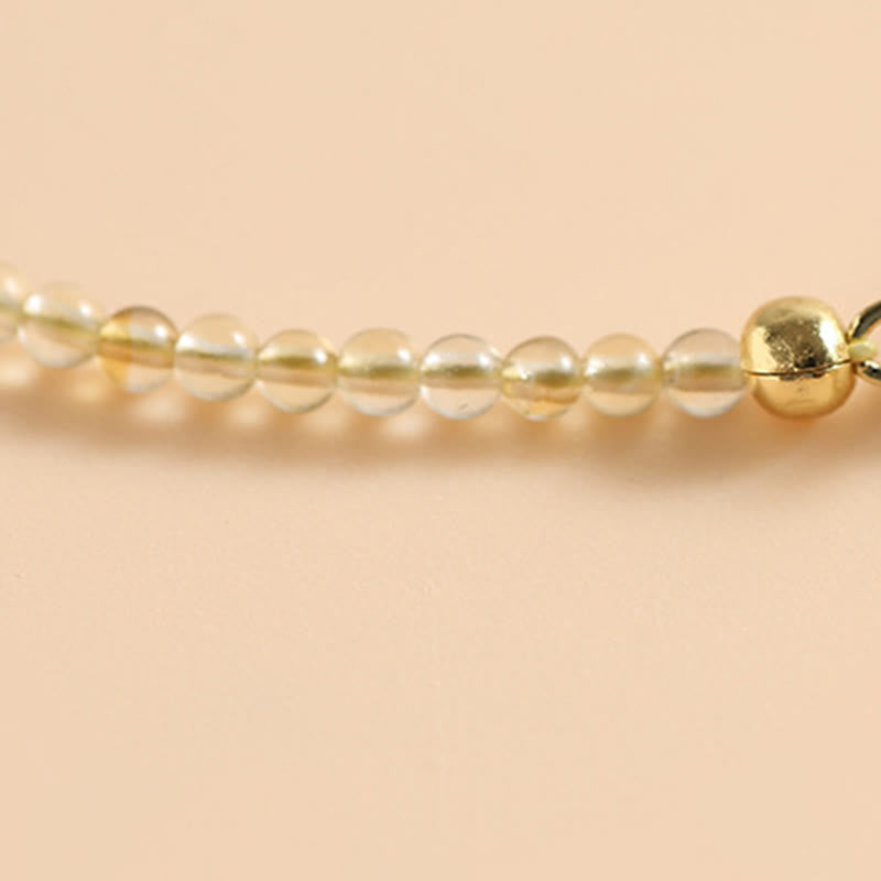 Buddha Stones2.5mm 極薄 シトリン トルマリン 14K ゴールドフィルド 銅ビーズ 繁栄のブレスレット