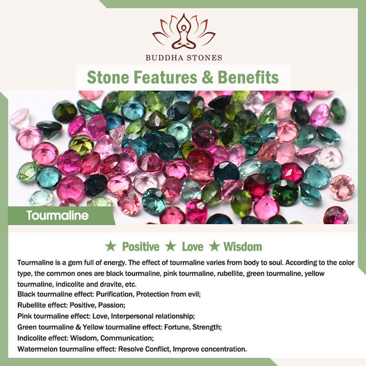 Buddha Stones 4mm極細ビーズトルマリン 不規則ビーズ ポジティブチェーンブレスレット - image 6