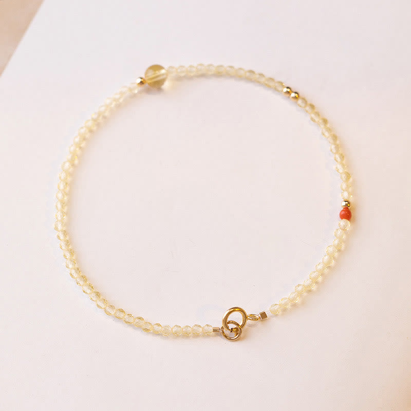 Buddha Stones 2mm 極薄シトリン 14K ゴールドメッキ銅ビーズ 保護ブレスレット
