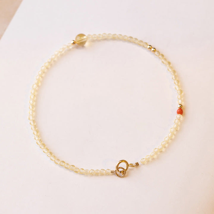 Buddha Stones 2mm 極薄シトリン 14K ゴールドメッキ銅ビーズ 保護ブレスレット