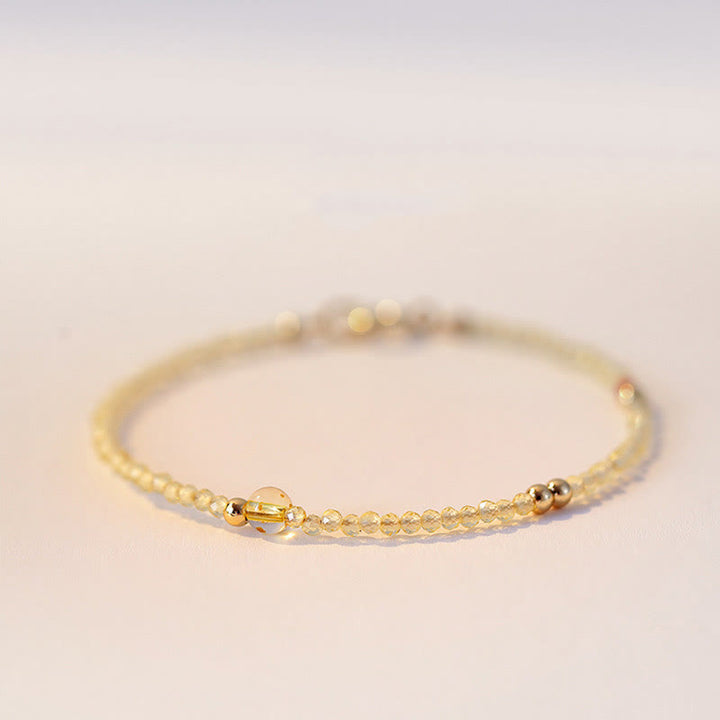 Buddha Stones 2mm 極薄シトリン 14K ゴールドメッキ銅ビーズ 保護ブレスレット